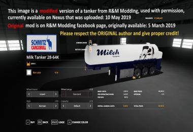 FS19 CZECH TRAILER MILCH CISTERN v1.0