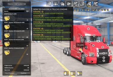 Kenworth W900 625HP And Gearbox For All Trucks v1.1