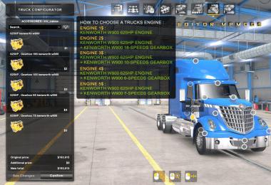 Kenworth W900 625HP And Gearbox For All Trucks v1.1