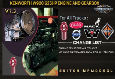 Kenworth W900 625HP Engine And Gearbox For All Trucks v1.2