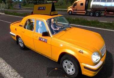 GAZ 3110 Volga Taxi with checkers in Traffic for ETS2 1.39.x