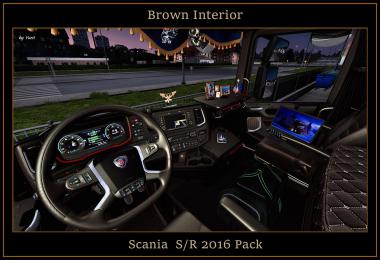 Brown Interior Scania  S/R 2016 Pack v1.0