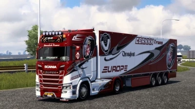 Skin Trans Europe on truck Mercedes-Benz for Euro Truck Simulator 2