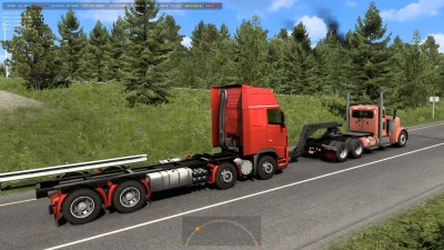 Towing a Volvo FH16 8x4 to a service station. Traffic. ATS v1.43