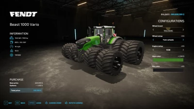 FS22 Beast Fendt 1000 Vario Tractor v1.0.0.0