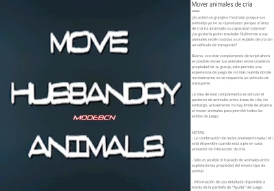 Move Husbandry Animals VERSIÓN EN ESPAÑOL V1.0.0.0