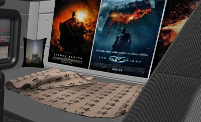 Posters, pillows and blankets in the cab of the truck v1.0