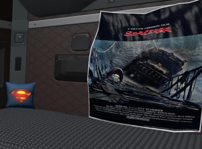 Posters, pillows and blankets in the cab of the truck v1.0