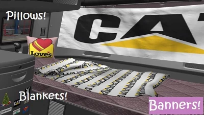 Posters, pillows and blankets in the cab of the truck v1.0