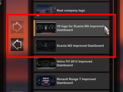 V8 logo for Scania NG Improved Dashboard v2.1