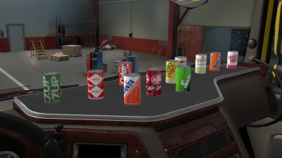 Vintage cans of soda in the cab of the Truck v1.0
