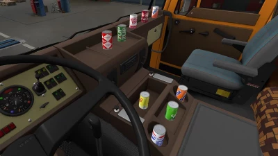 Vintage cans of soda in the cab of the Truck v1.1