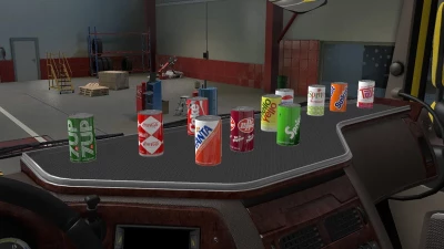 Vintage cans of soda in the cab of the Truck v1.1