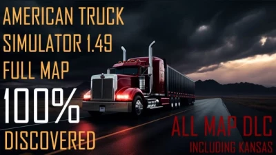100% Opened Map in ATS 1.49 with all DLCs incl. Kansas
