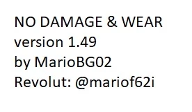 NO DAMAGE mod for 1.49
