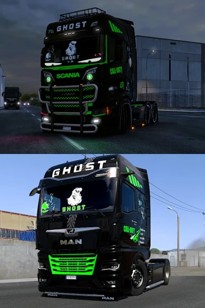 Scania S and MAN TGX 2020 Call of Duty Ghost skin v1.0