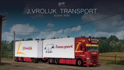 Scania R580 J.Vrolijk Transport + Trailer v13 1.55