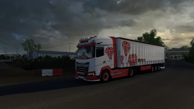 SKINS DIAMOND RED DAF 2021 XG+ & SCS TRAILER CURTAINSIDER v1.0
