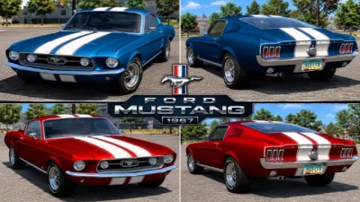 1967 Ford Mustang Matte Metallic Racing Stripes Skin v1.0