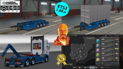 SCANIA R560 V8 ABROLL + BDF CONTAINER TRAILER v1.0 ETS2 1.60.x