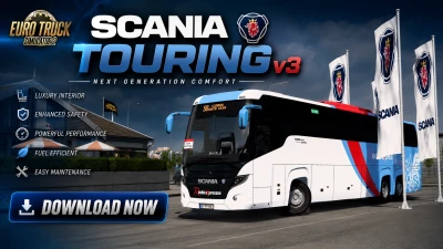 Scania Touring 6x2 HD 2026 V3 Bus Mod ETS2 v1.60