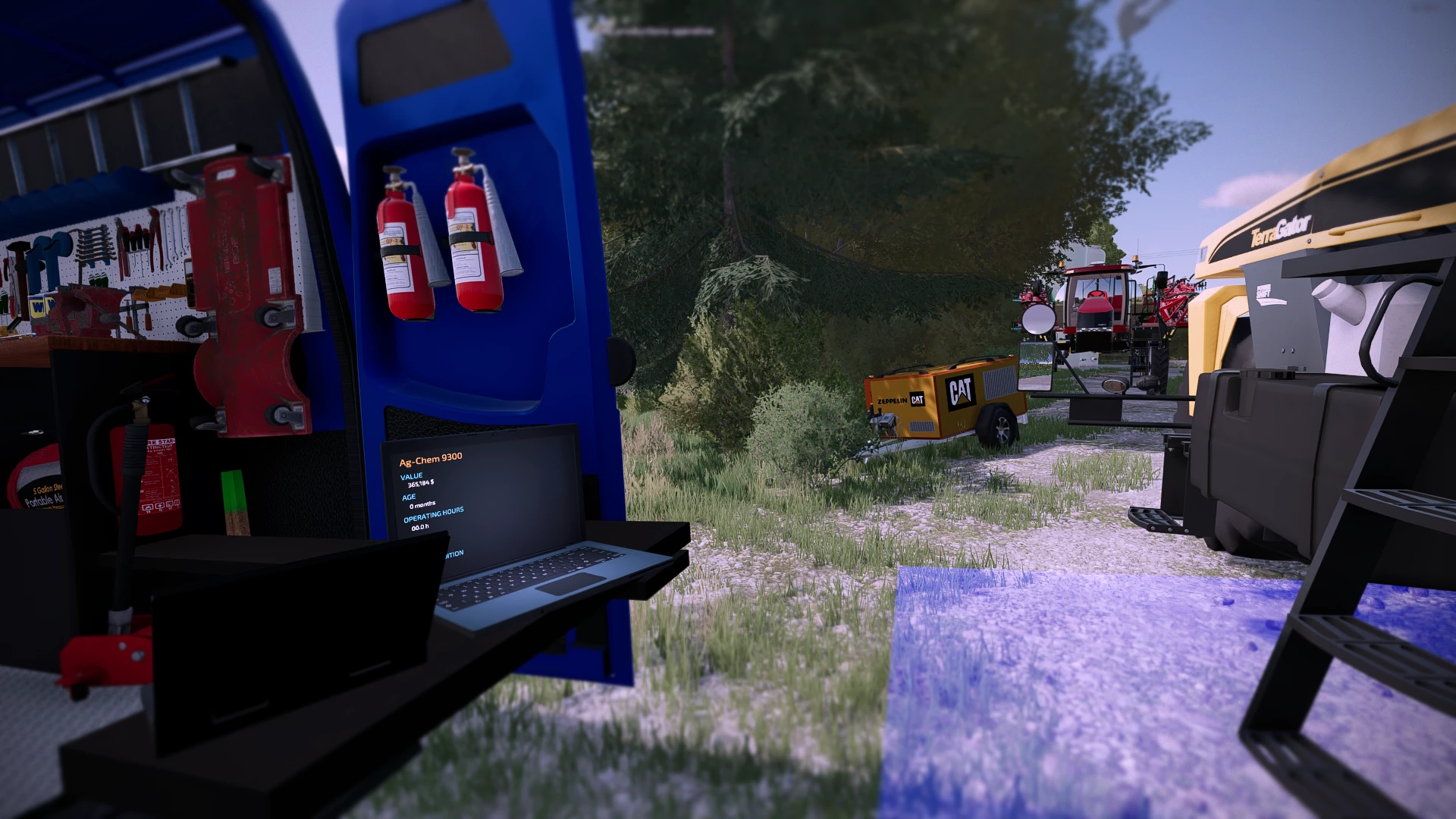 Working on the sprayer and spreader