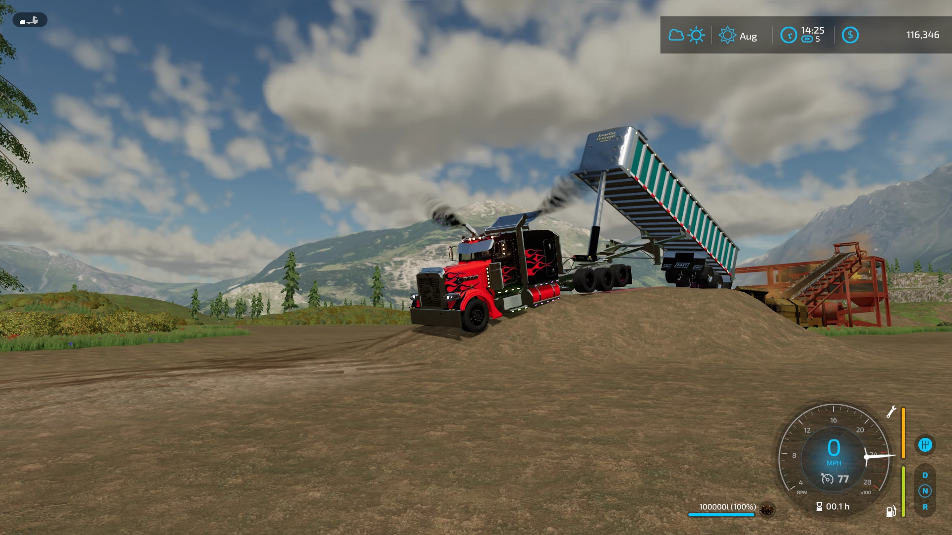 frameless end dump working