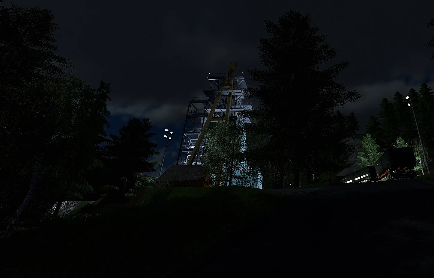 =) Bergwerk =) bei Nacht =)