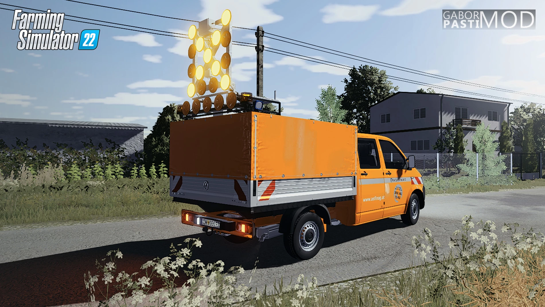 Road closed by a VW T6 Pritsche