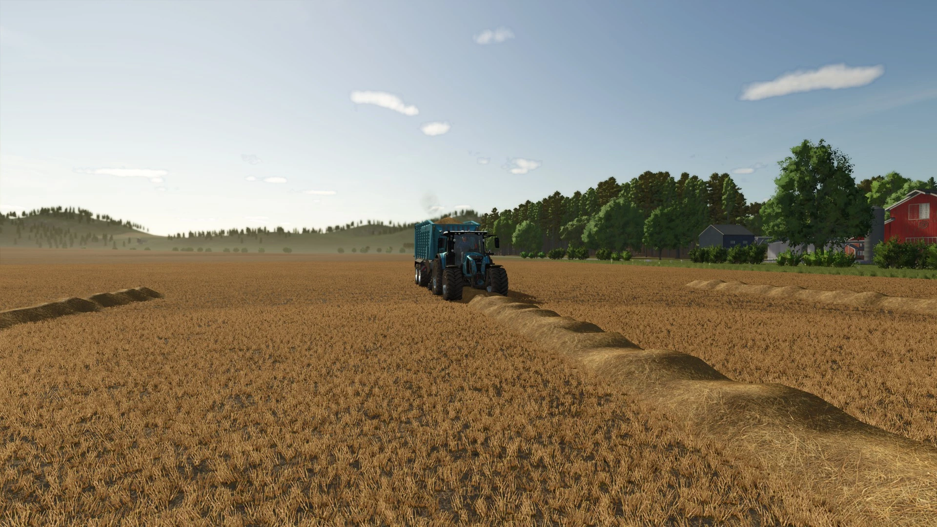 ramassage de la paille en triple andains sur 71 hectares