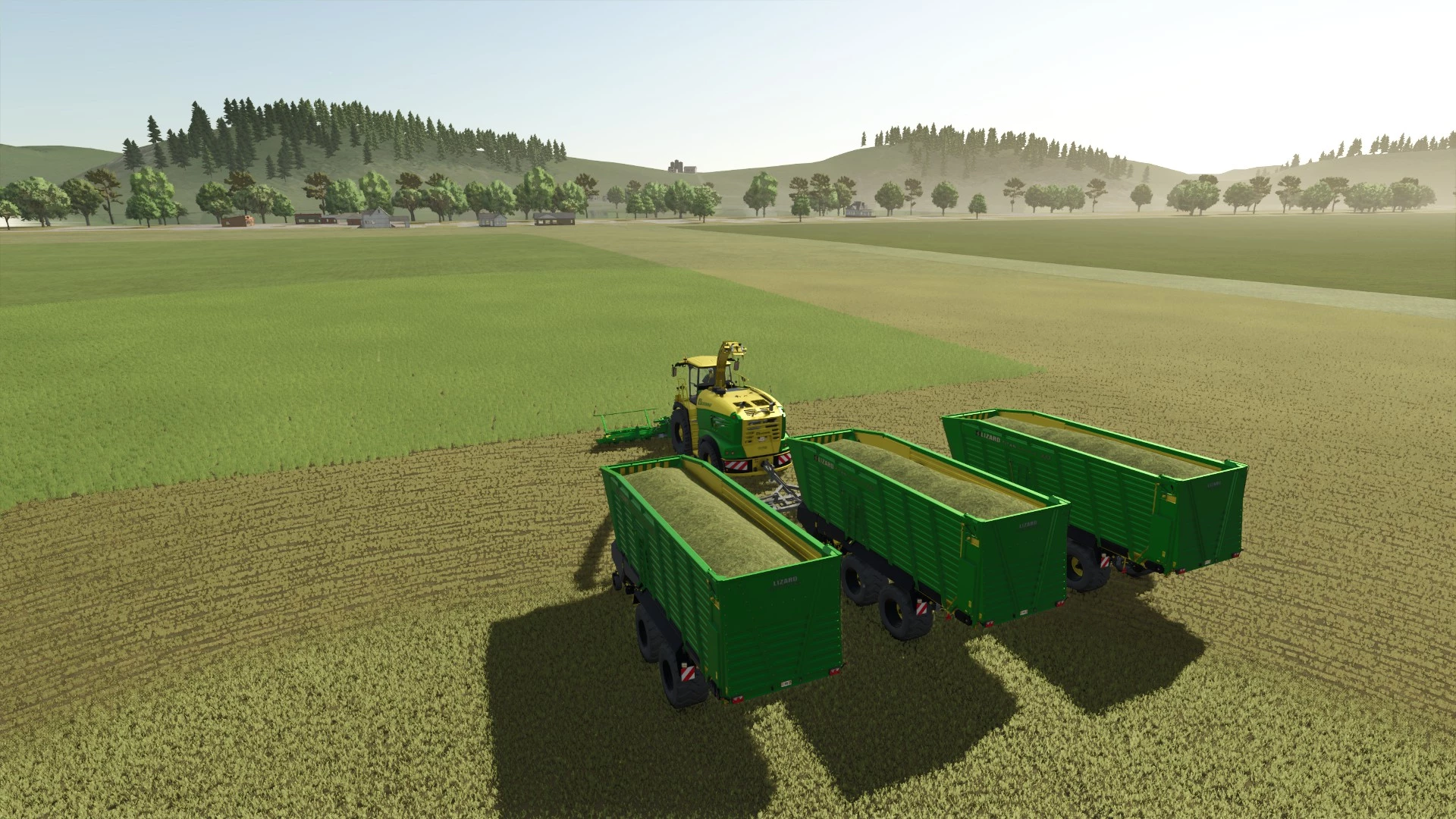 Ensilage d'herbe triple remorques