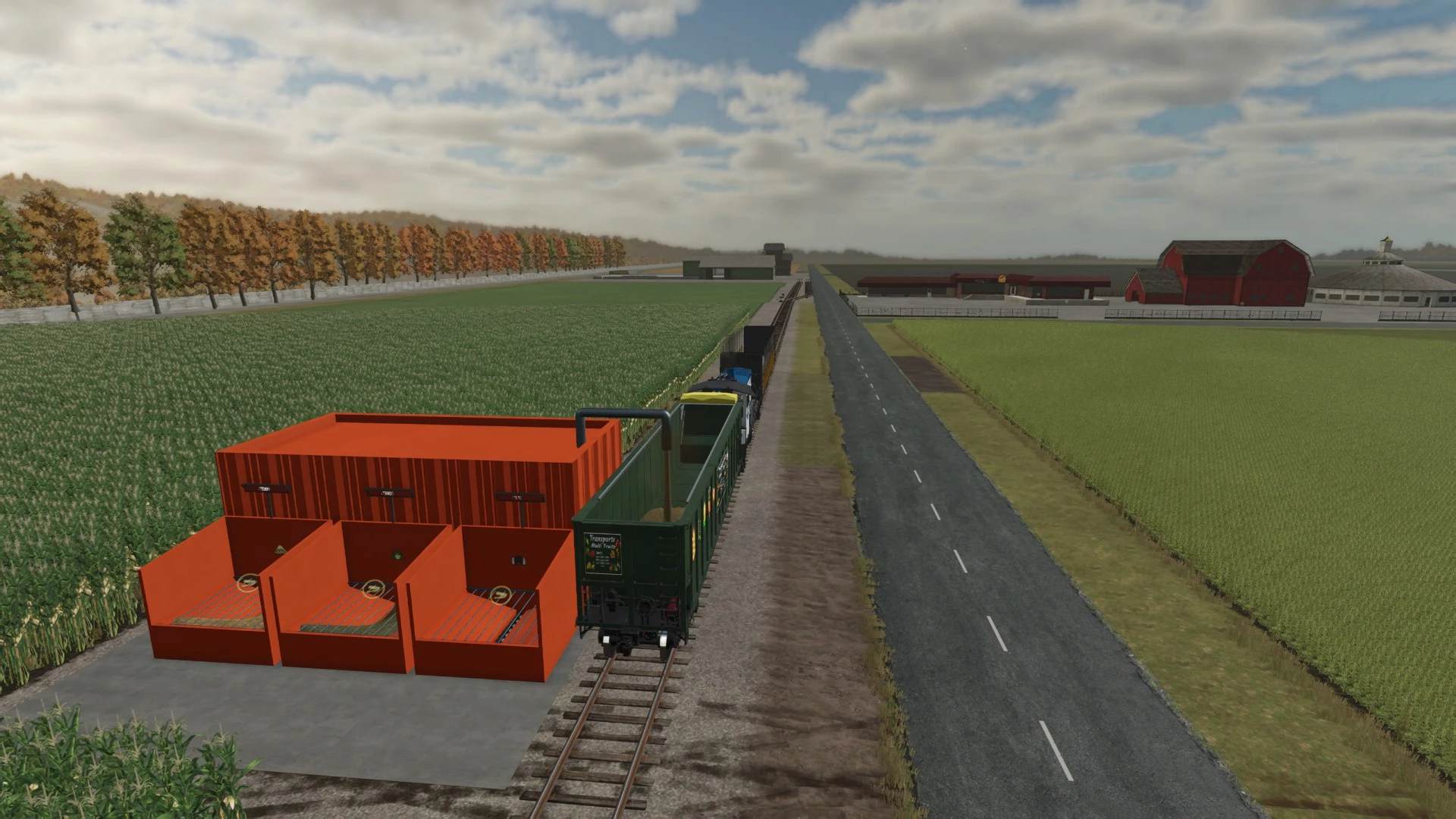 Loading feed for the cows.