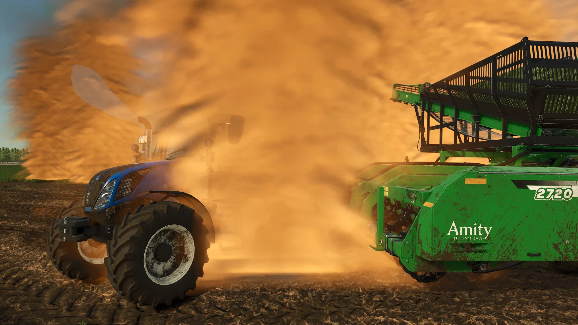 New-holland T5 XTR En feu lors de la récolte d'épinards