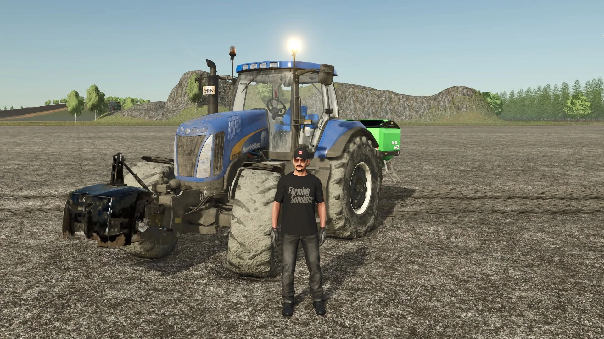 New-holland T8000 X.T.R. à l'épandage de chaux