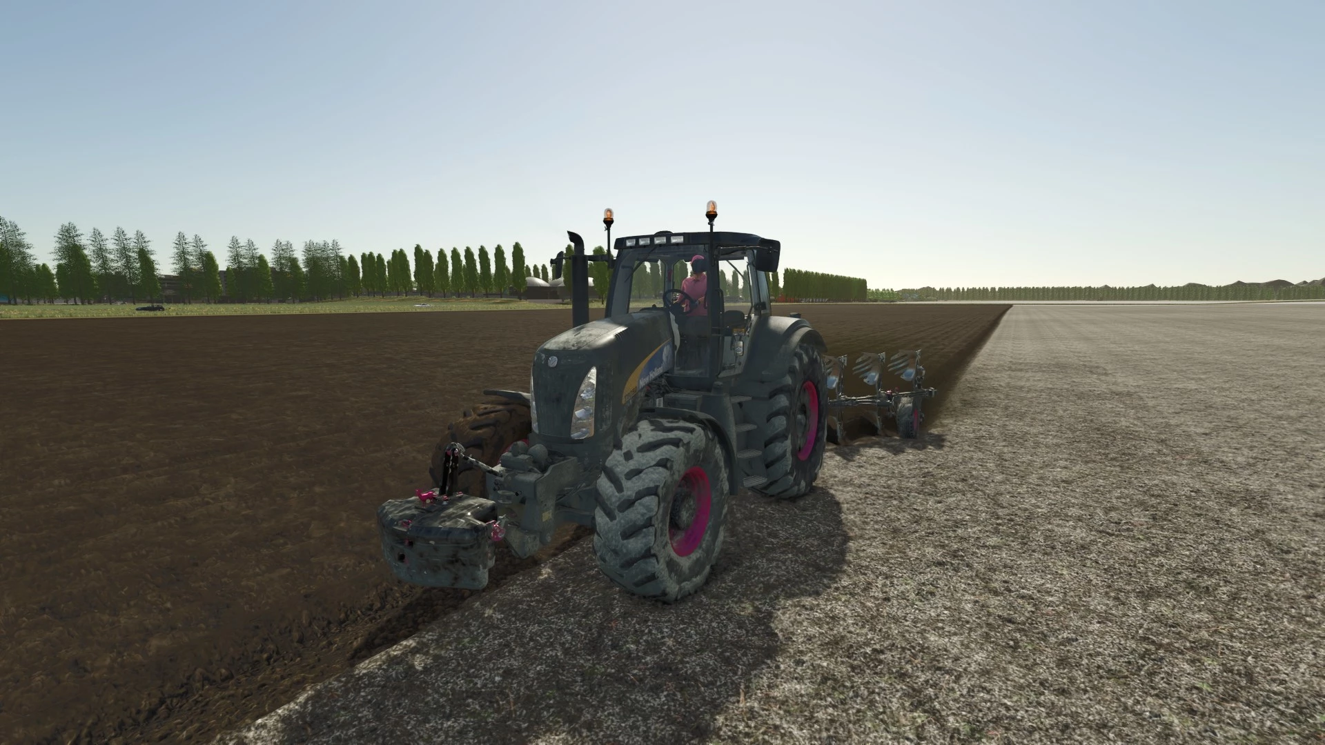 Labour sur 115ha sur La Ferme De Gal. New-holland T8000 XTR
